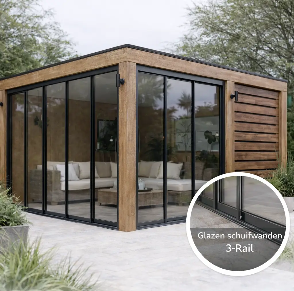 3-Rail Glazen Schuifwand