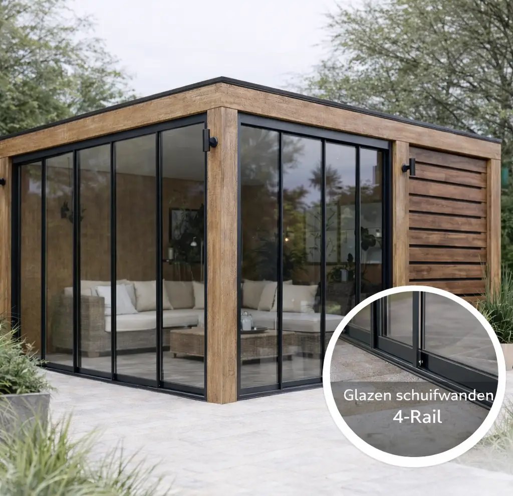 4-Rail Glazen Schuifwand