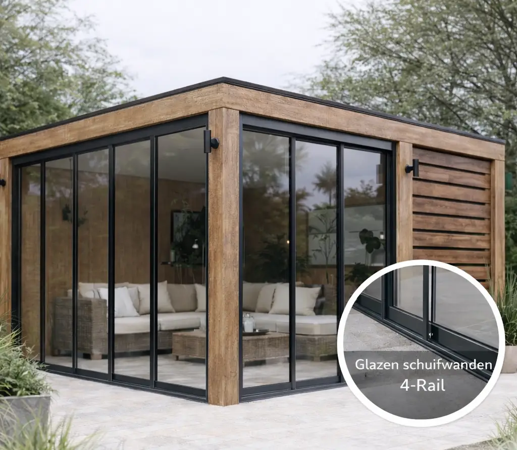 4-Rail Glazen Schuifwand