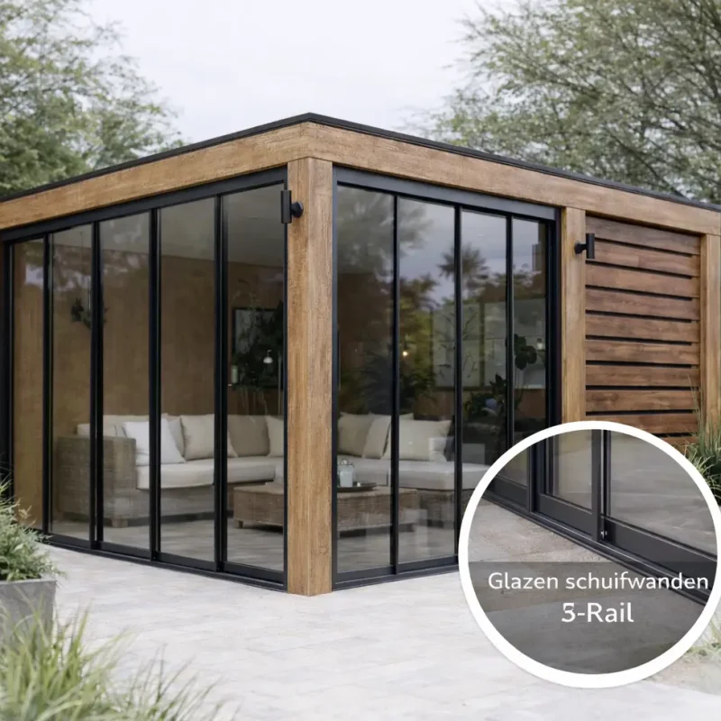 5-Rail Glazen Schuifwand