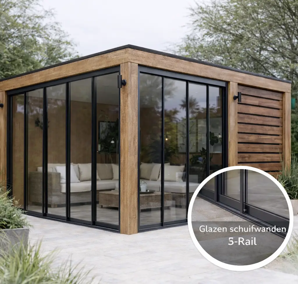 5-Rail Glazen Schuifwand