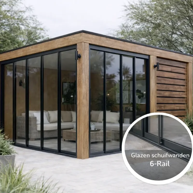 6-Rail Glazen Schuifwand