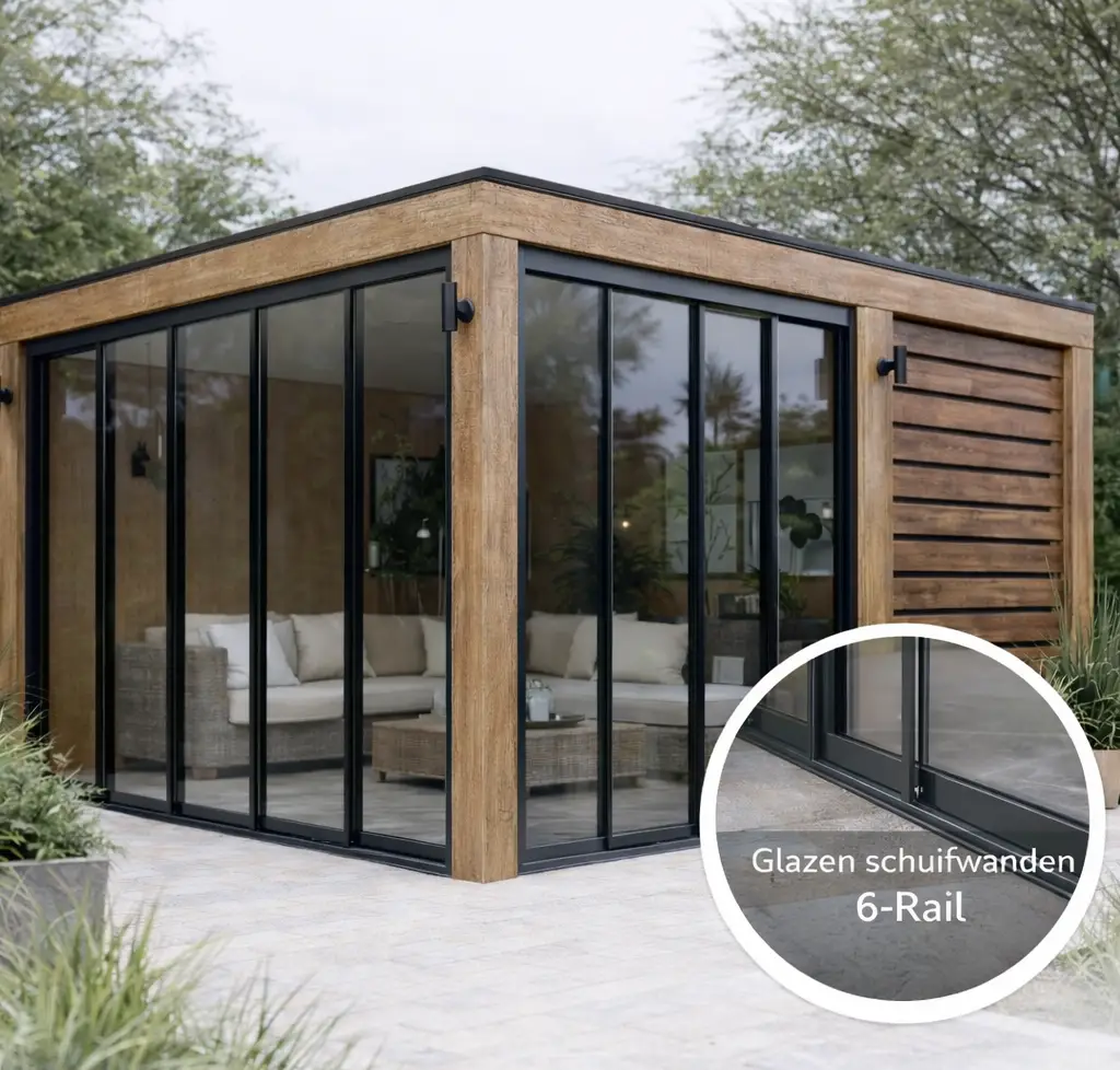 6-Rail Glazen Schuifwand
